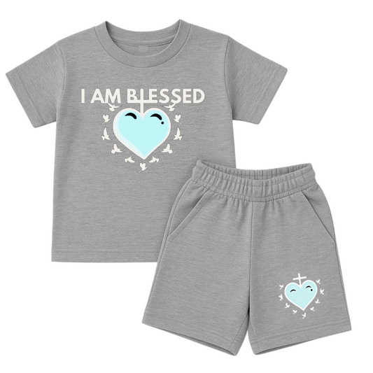 Toddler "I Am Blessed" Set - Grey